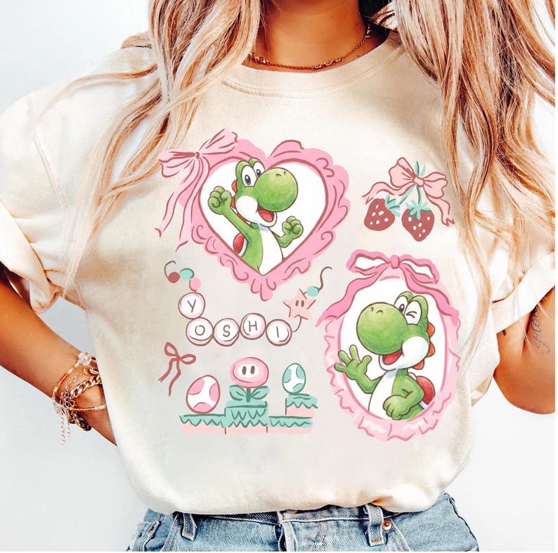 Maglietta con i personaggi del film Super Mario Galaxy e fiocco cocchi, maglietta Super Mario Luigi Peach Princess Trip, Universal World immagine 6