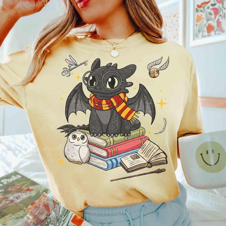 Toothless Vintage Shirt, Epic Universe Toothless Shirt, Toothless Gryff Costume Witch Halloween Shirt, Night Fury Wizard Universal Studios image 7