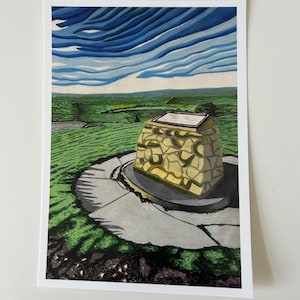 Scheda piatta A5 con busta / Ivinghoe Beacon / Buckinghamshire / Arte a guazzo / Stilistica / Astratta / Colore pop / Luminosa