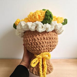 Blumenstrauß Häkelmuster, Blumenkorb Häkelanleitung, Sonnenblume Amigurumi Muster, Strauß Muster, Geschenk für Pflanzenliebhaber