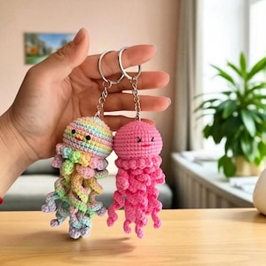 Octopus Keychain Crochet Pattern, Amigurumi Jellyfish Tutorial, Sea Creatures Pattern, Ocean Animals Toy Pattern, Easy Beginner Friendly