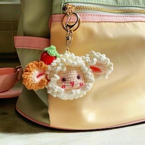 Amigurumi Sheep With Strawberry Keychain Crochet Pattern, Sheep Lamb Plush Crochet Pattern, Sheep Snuggler Pattern, Easy Beginner Friendly