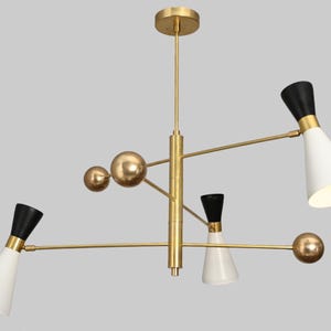 3 Shade Light Mid CenturyLinear Brass Sputnik chandelier light Fixture