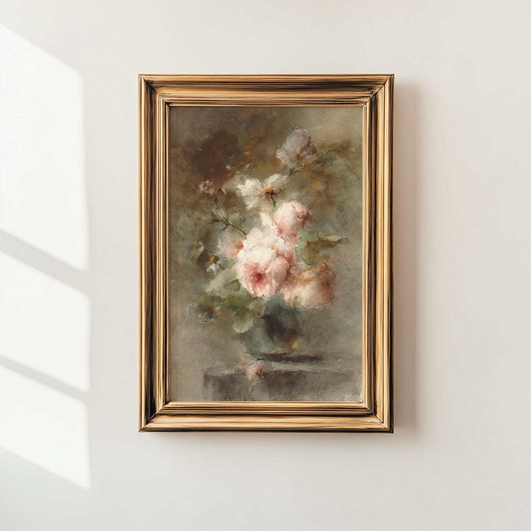 Pink Roses Abstract Painting | Printable Digital Download Art ...