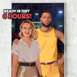 Custom Illustration of your favourite Basketball Player, Digital Portrait for Basketball Lovers Graduation Gift, Fathers Day, Mothers Day