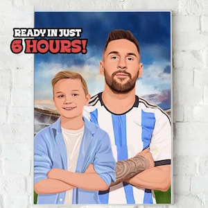 Soccer Son Custom Illustration, Soccer Portrait, Personalized Graduation Gift, Brithday gift son, Soccer Lovers Gift, Fathers Day Gift