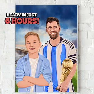 Soccer Son Custom Illustration, Soccer Portrait, Personalized Graduation Gift, Brithday gift son, Soccer Lovers Gift, Fathers Day Gift