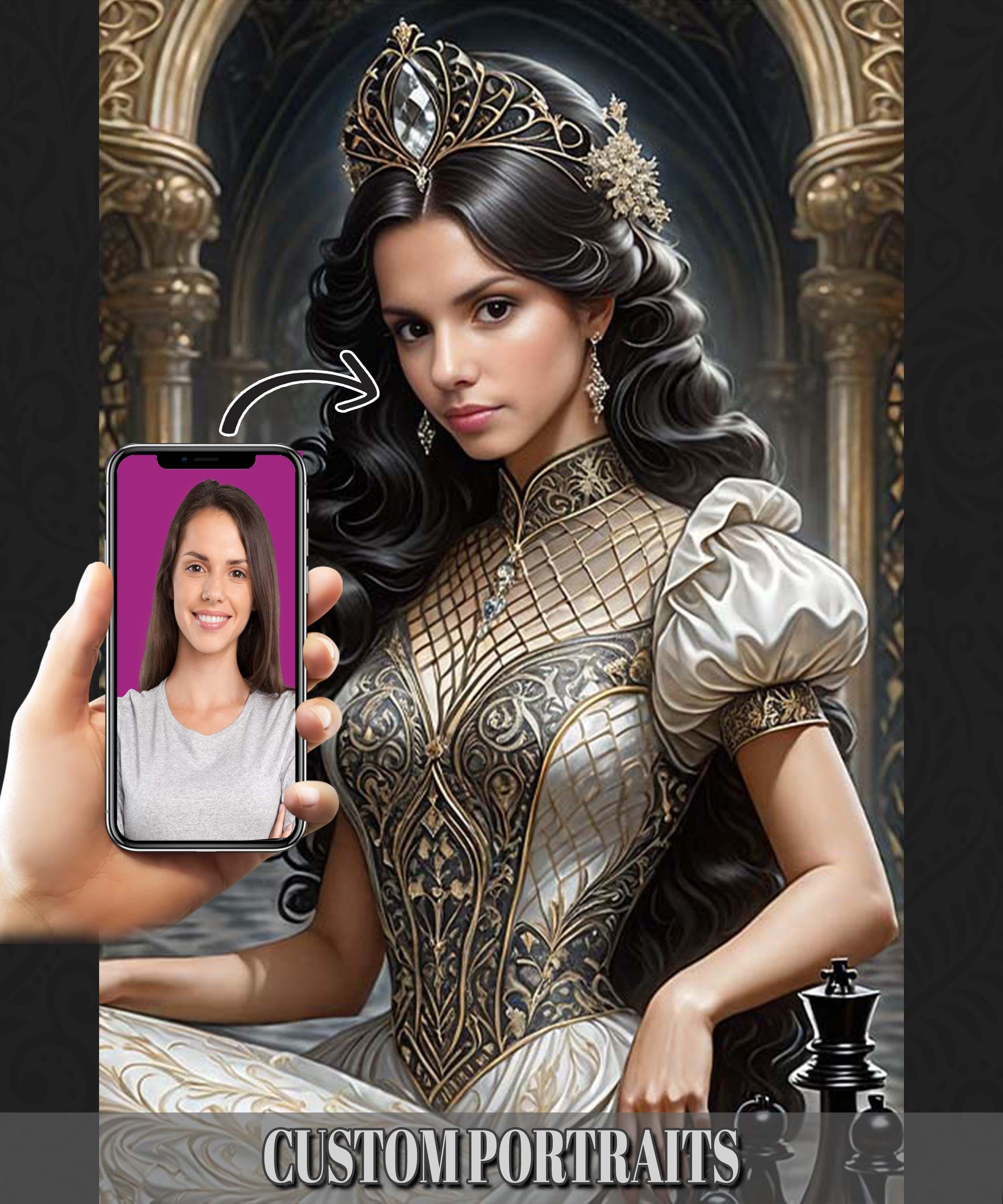 Custom Royal Portrait from Photo, Custom Portrait Gift, Unique gift for Mom, Personalized Portrait Gift, Digital Download, Queen Portrait