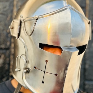 Medieval Barbute Helmet Knight Wearable Steel Helmet Steel - Liner & Chin Strap - Men Halloween Gift LARP Cosplay Reenactment Armor Costume
