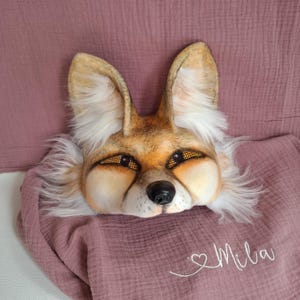 Handgjord Therianmask, Cosplaymask med tygöverdrag, Bekväm mask för Therianrollspel, Rävmask, Unik Ljusrävmask