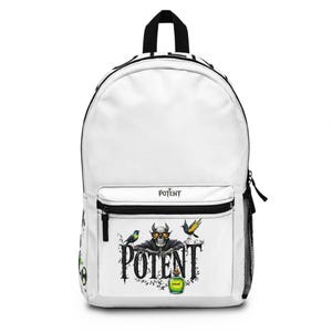 Potent Graphic Backpack, Eco-Friendly School Bag, Artistic Travel Pack, Unique Gift for Students, Stylish Work Bag