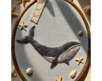 Enfeite de animal marinho em feltro de lã personalizado: decoração de berçário com animais marinhos, arte de parede com animais em feltro agulhado, presente de chá de bebê