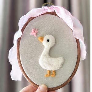 Felted Goose Nursery Wall Art – Handmade Needle Felt Embroidery Hoop – Heirloom Baby Room Décor - Shelf for Toddler Room