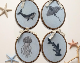 Enfeite de feltro com animal marinho: decoração artesanal para berçário, móbile Montessori