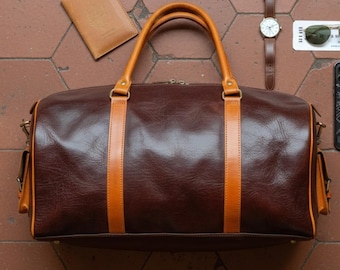 Handgemachte marokkanische Seesack aus Leder: Traditionell gegerbte Weekender