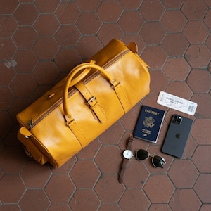 Handmade Moroccan Leather Duffle Bag: Traditional Tanned Weekender