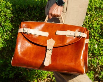 Doctor Style Duffle Bag, Moroccan Traditional Leather Travel Bag – Handmade Travel Duffle Bag for Men & Women, Luxury Brown Leather Bags