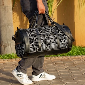 Personalized Leather & Kilim Duffle Bag: Boho Travel Carry-On