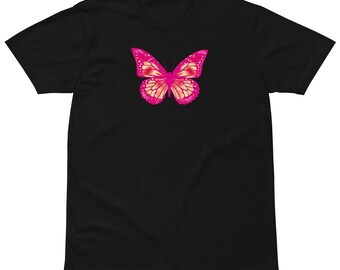 Pink Butterfly Design Unisex Premium T-Shirt