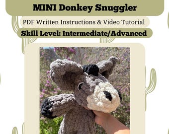 MINI Donny Donkey Snuggler | How to | Finger Knit | PDF Instructions with Reference Video |