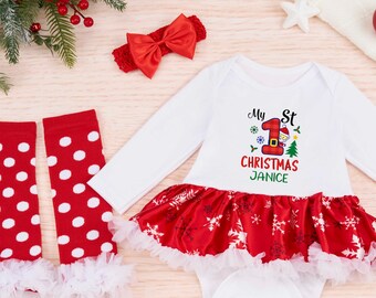 1st Christmas Baby Outfit,Christmas Outfit Baby Girl,Baby Christmas Dress,My First Christmas Romper,Christmas Baby Girl Dress,Christmas Gift