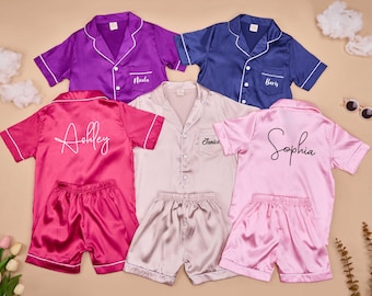 Personalized Kids Pajamas,Kids Personalised Satin PJ's,Silk Satin Name Pyjama,Slumber Party PJ's,Flower Girl Gifts,Junior Bridesmaid Robe