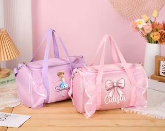 Personalized Ballet Crossbody Dance Bag,Ballet Bag with Name,Dance Gear,Pink Ballerina Dance Bag,Overnight Bag,Ballet Duffle Bag for Girls
