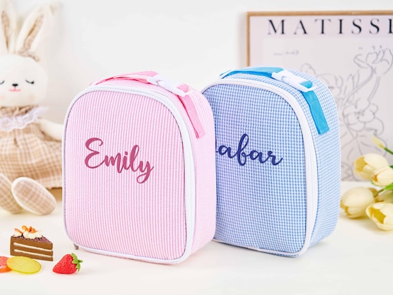 Seersucker Lunch Bag for Kids,Lunch Tote,Lunch Box,Monogrammed Kids Lunch Bag,Insulated Lunch Bag,lunch Bag with Name,Back to School Gift