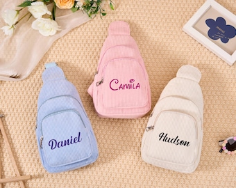 Kundenspezifische Kinder-Reißverschluss-Tasche, Cord-Gürteltasche, Kinder-Gürteltasche, Kleinkind-Gürteltasche, Spielzeugtasche, Kinder-Umhängetasche, Geburtstagsgeschenk für Kinder