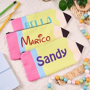 Personalized Pencil Case,Canvas Pen Bag Gifts for Kids,Pencil Bag with Zipper,Supplies for Kids,Pencil Case for Children,Back to School