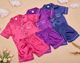 Pijamas personalizados a juego para dama de honor, pijamas para niños, pijamas para fiesta de pijamas, pijamas para niña de las flores, pijamas para fiesta de bodas para niños.
