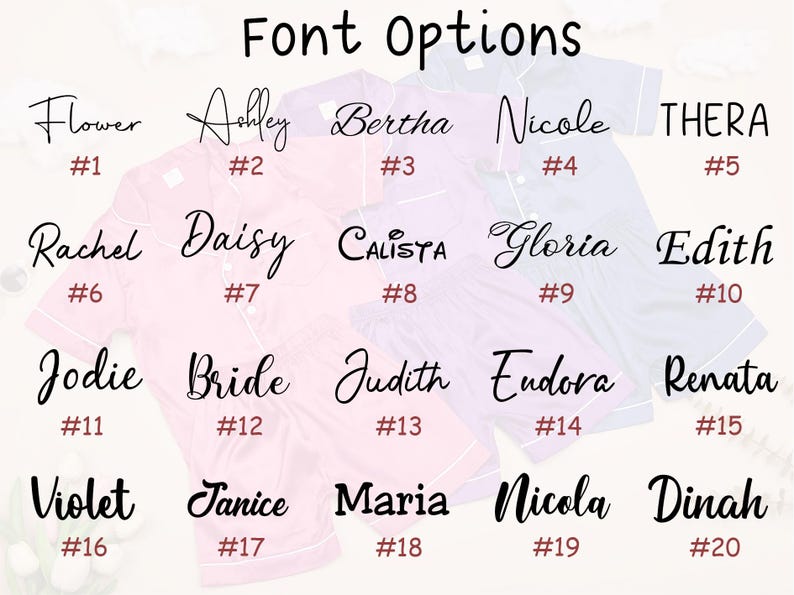 Personliga barnpyjamasar, Personliga satinpyjamasar för barn, Namnpyjamasar i sidensatin, Pyjamasar till pyjamasfester, Presenter till blomsterflickor, Morgonrock till juniorbrudtärna bild 6