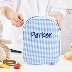 Personalized Name Lunch Bag,Seersucker Lunch Bag for Kids,Insulated Lunch Bag,School Lunch Bag,Toddler Lunch Bag,Travel Bag for Kids