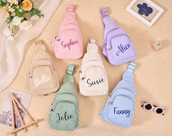 Personalized Kid Corduroy Waist Pack,Toddler Hip Sack,Kid Zipper Bag,Fanny Sack,Kid Bag,Kid Accessories,Colorful Fanny Pack,Gift for Kids