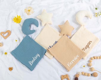 Gepersonaliseerde naam baby katoenen gaas dekbed, geborduurd babydekbed, dekens voor baby's, benodigdheden voor pasgeborenen, babyshower, cadeau voor baby