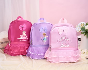 Custom Ballet Dance Backpacks,Dancing Backpack with Lace Trim,Sweet Dance Backpack,Christmas Gifts,Gift for Little Girl,Gift for Daughter