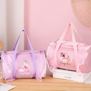 Borsa da viaggio personalizzata per ballerina di danza classica, borsa da ballo a tracolla, borsa con nome per danza classica, accesso alla danza, borsa per principianti di danza classica, ritorno a scuola, regalo per bambini