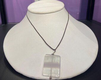 Fluorita, cuero sintético, collar, cristales, ajustable