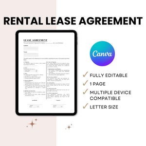 Editable Rental Lease Agreement Template: Landlord Forms (Digital Download)