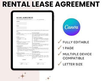 Editable Rental Lease Agreement Template: Landlord Forms (Digital Download)