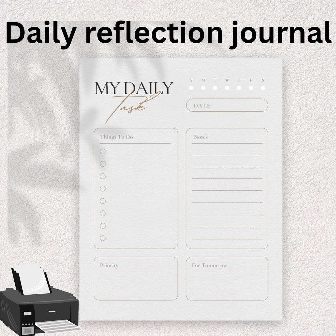 Daily Reflection Journal PDF, Printable Self Growth Planner, Personal ...