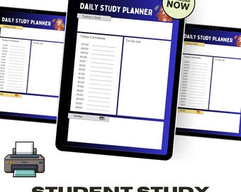 Student Study Planner Printable, Academic Digital Planner PDF, Class Schedule Organizer, Exam Prep Template