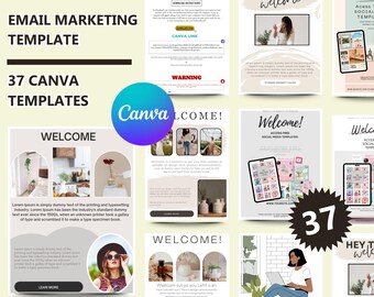Email Marketing Canva Templates: 37 Newsletter & Promo Designs (Digital Download)