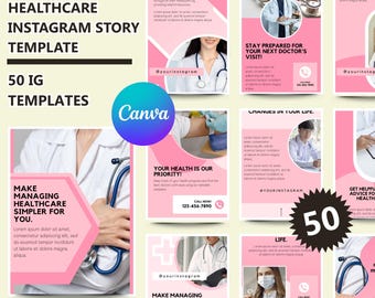 Healthcare Instagram Story Template | 50 Editable Canva Designs for Medical, Wellness, Health Coaches & Clinics