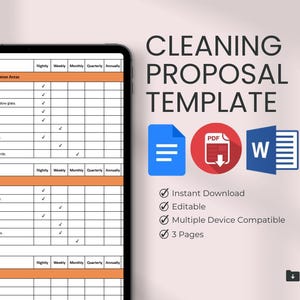 Cleaning Proposal Template | Simple Editable Microsoft WORD | Google Docs | PDF Cleaning Service Proposal | Janitorial | Airbnb | Commercial