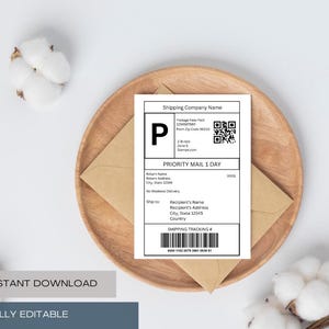 Editable Shipping Label Template 4x6, Canva Word Printable Package