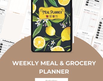 Weekly Meal Planner: Printable Food Organizer & Grocery List (Digital Download)