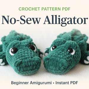 Patrón de cocodrilo a crochet sin costuras en PDF / Juguete de peluche amigurumi para principiantes / Lindo regalo de reptil