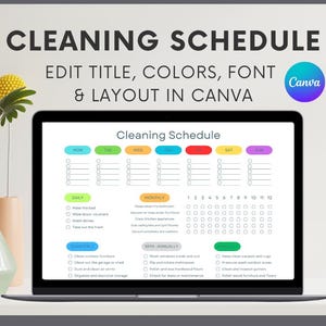EDITABLE Cleaning Schedule, Cleaning Checklist, Planner, ADHD Cleaning Planner, Household Chores Chart, Digital Download PNG, Canva link
