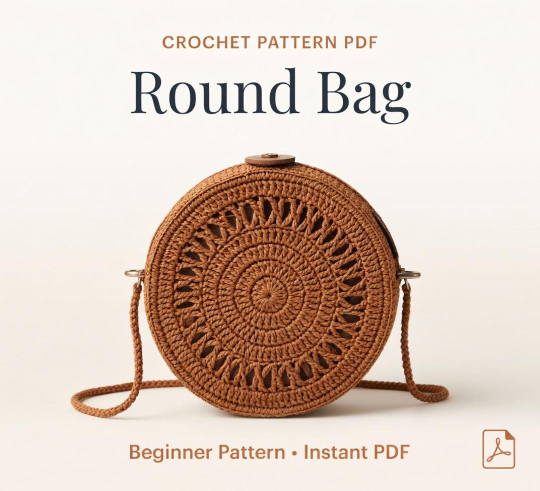 Round Raffia Bag Crochet Pattern PDF - Boho Circle Purse Tutorial ...